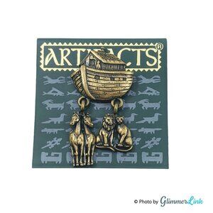 Vintage JJ Jonette Jewelry ARTIFACTS Bronze Tone Noah's Ark Pin